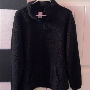 black sherpa pullover jacket